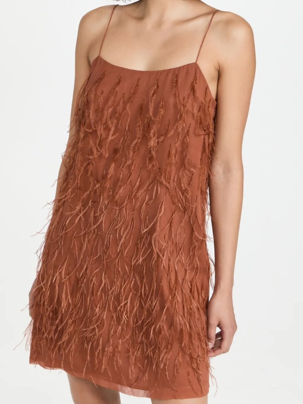 New Rebecca Taylor Ostrich Feather Silk Slip Dress Size 10 NWT
